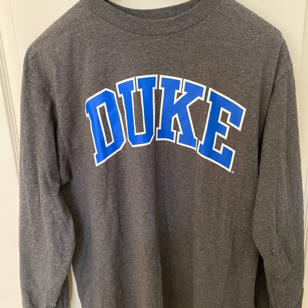 Gray Duke University Long Sleeve Shirt purchased from Duke's Bookstore